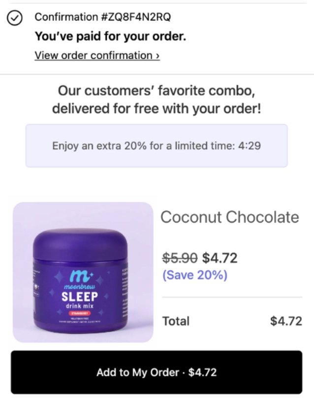 Post-purchase dashboard